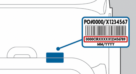 Where the serial number label is on the Ciro-Highchair