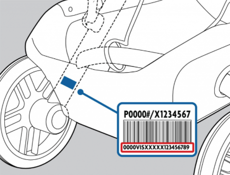 Where the serial number label is on the Vista